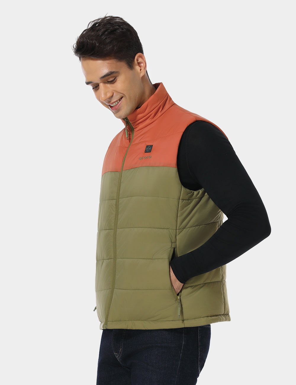 Men's Classic Heated Vest - Persimmon & Olive Green