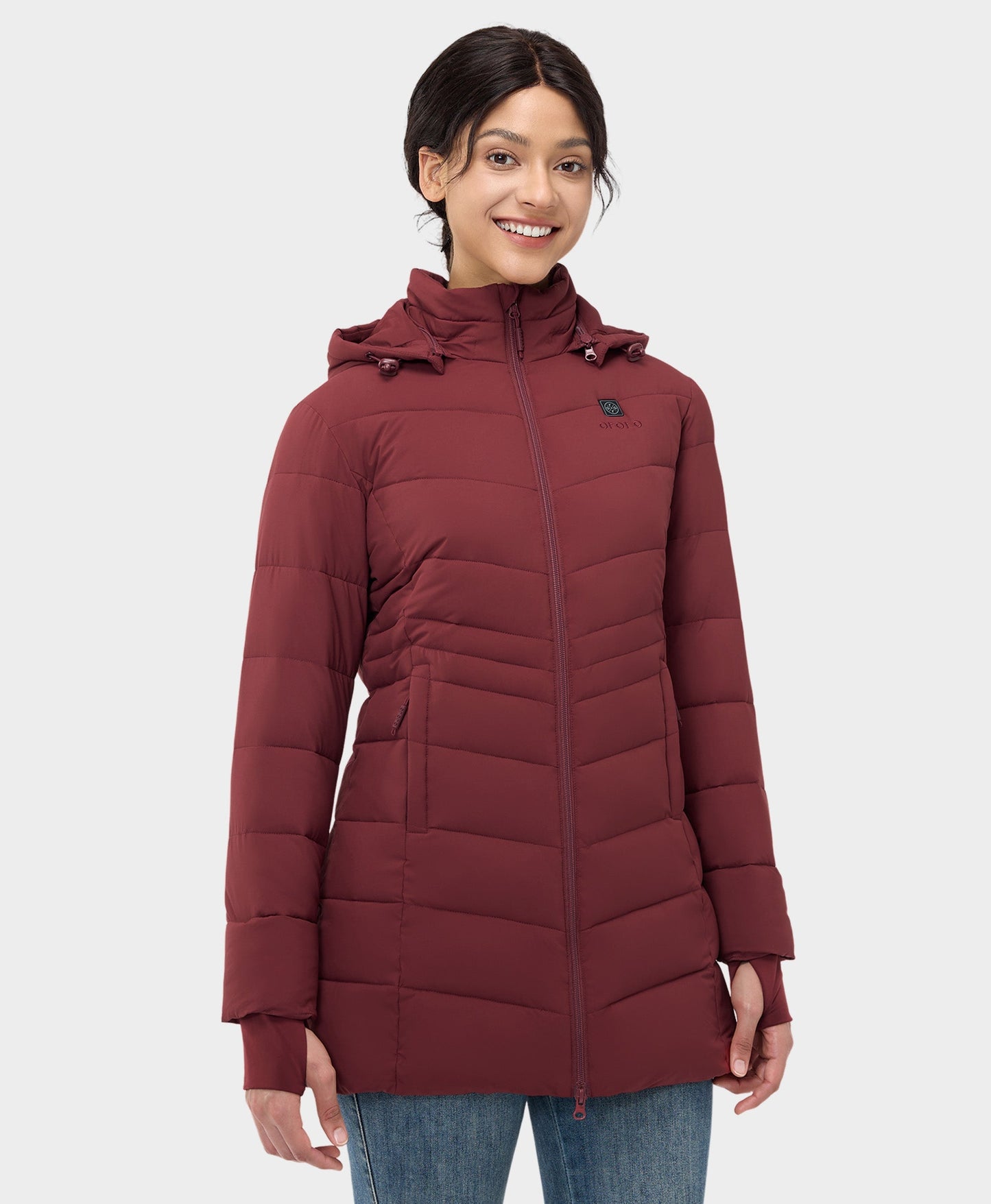 Women's Heated Thermolite® Puffer Parka Jacket - Dark Red