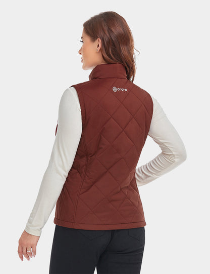 Women's Heated Quilted Vest - Drak Red