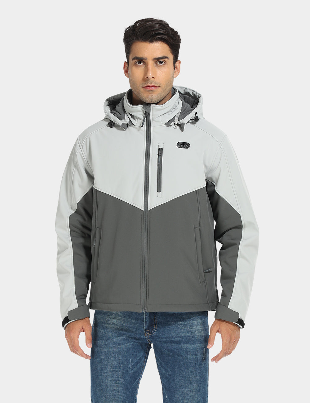 Men's Dual Control Heated Jacket - Light Gray & Charcoal Ash