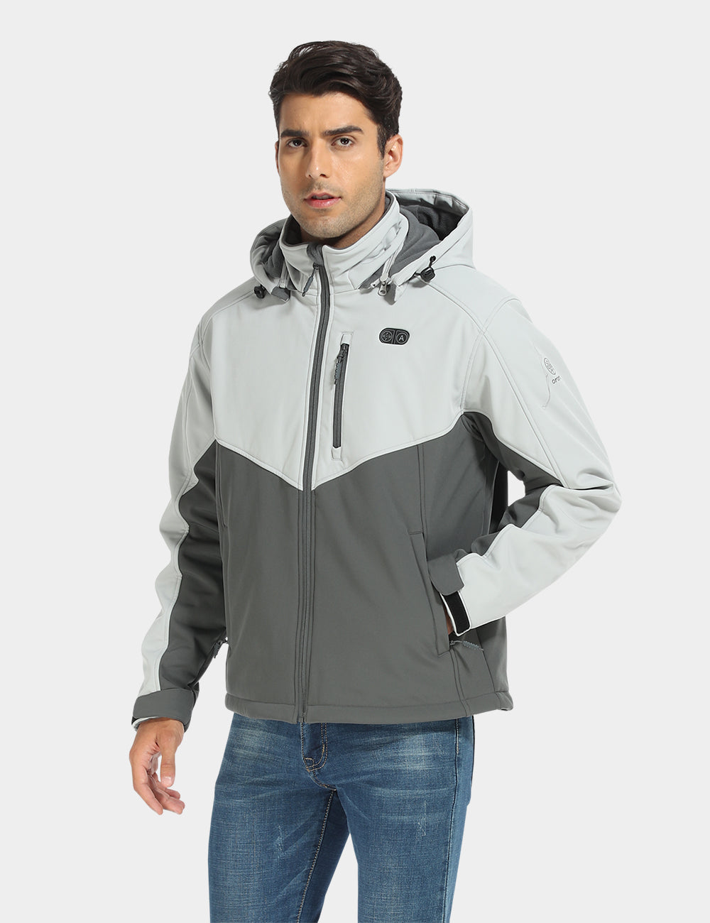 Men's Dual Control Heated Jacket - Light Gray & Charcoal Ash