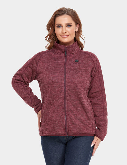 Women's Heated Full-Zip Fleece Jacket - Maroon