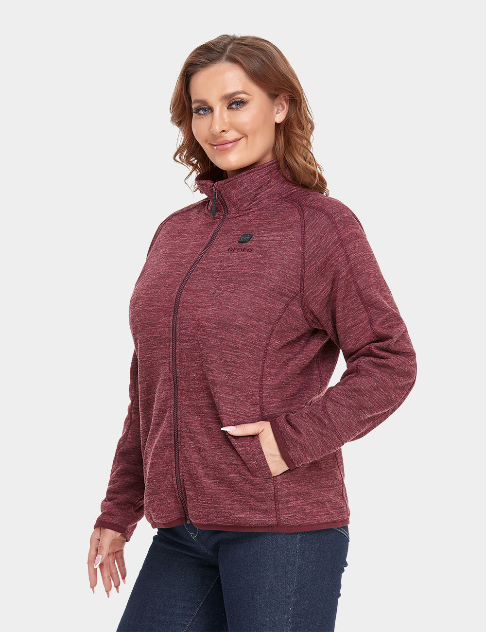 Women's Heated Full-Zip Fleece Jacket - Maroon