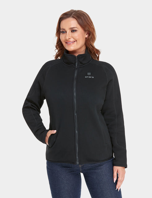 Women's Heated Full-Zip Fleece Jacket - Black ,view 1