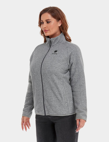 Women's Heated Full-Zip Fleece Jacket - Flecking Grey