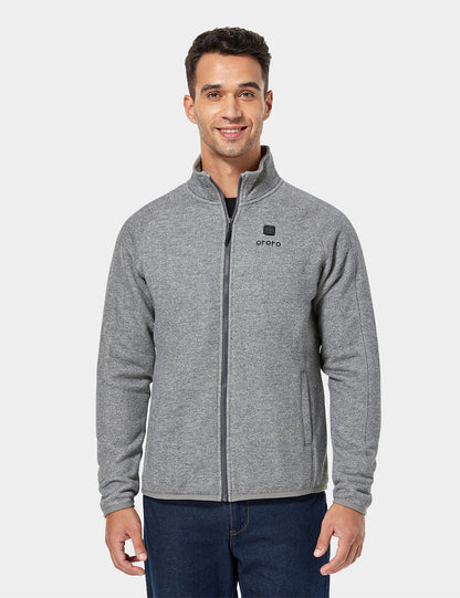 (Open-box) Men's Heated Full-Zip Fleece Jacket - Grey