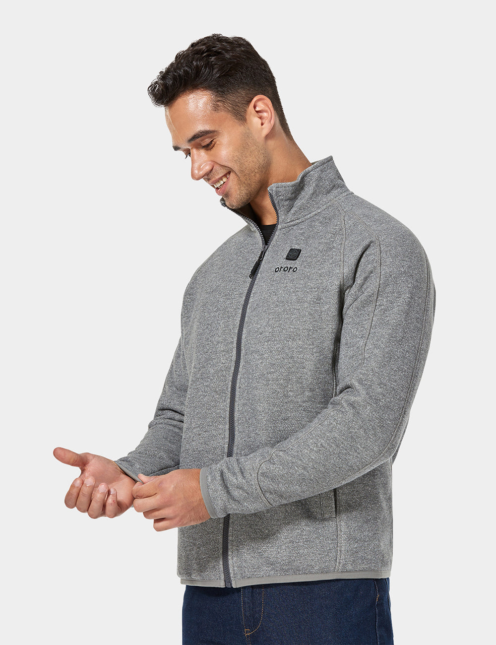 (Open-box) Men's Heated Full-Zip Fleece Jacket - Grey, Thumbnail 3