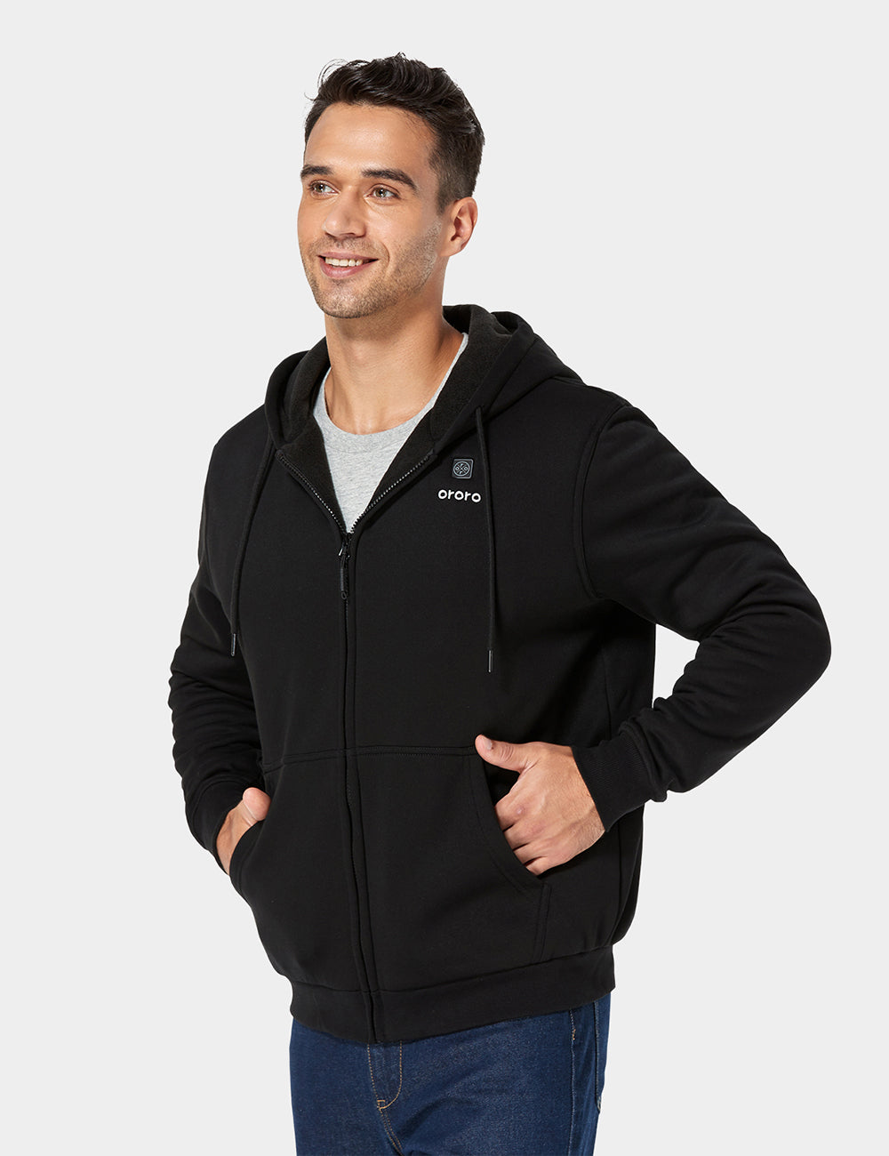 Unisex Heated Fleece Hoodie - Black