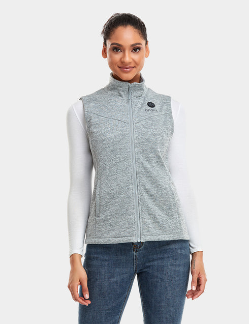 Women's Heated Fleece Vest - Flecking Grey ,view 1