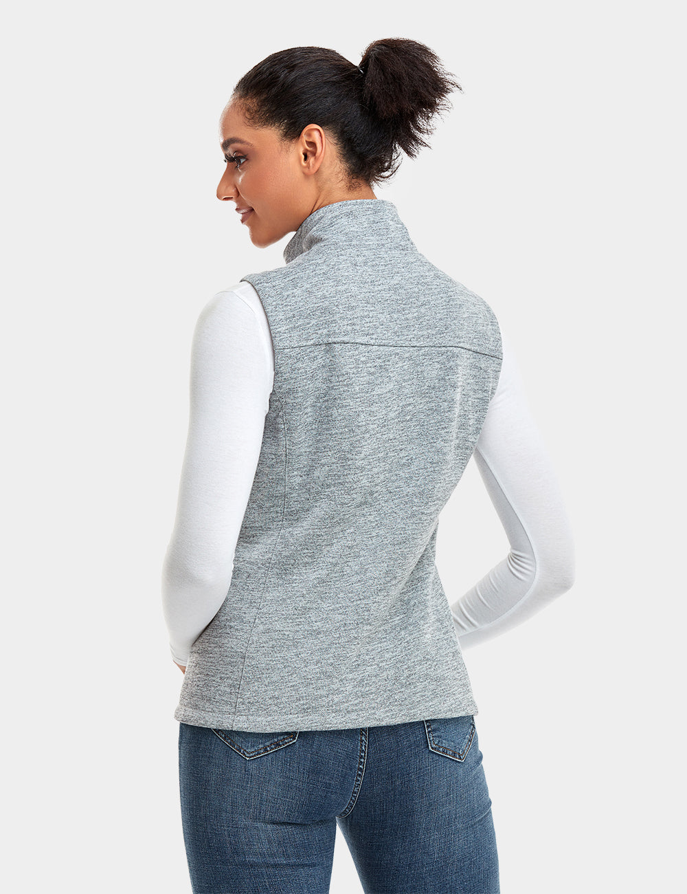 Women's Heated Fleece Vest - Flecking Grey