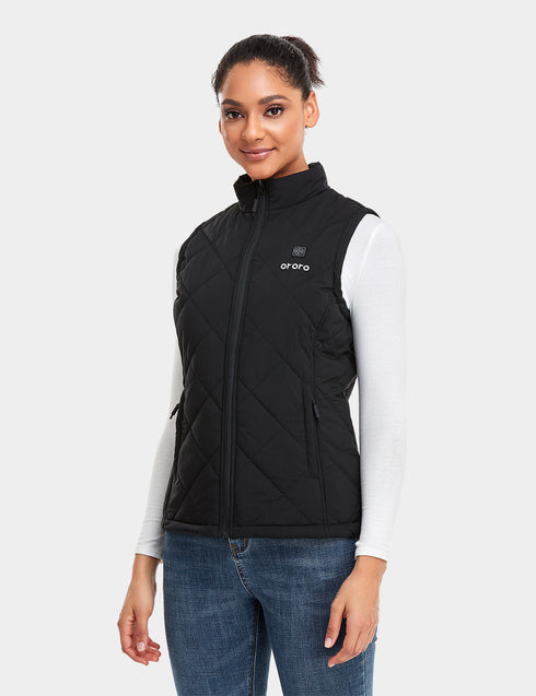 Women's Quilted Heated Vest - Black ,view 1