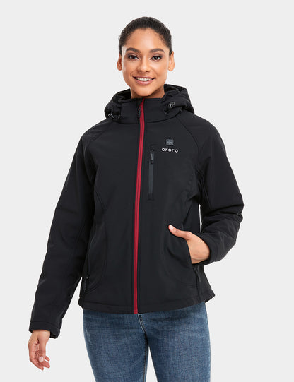 Women's Heated Jacket (4 Heating Zones) - Black & Red