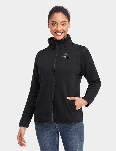 Women's Heated Full-Zip Fleece Jacket - Black ,view 1