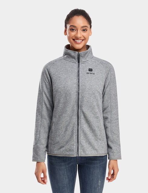 Women's Heated Full-Zip Fleece Jacket - Flecking Grey ,view 1