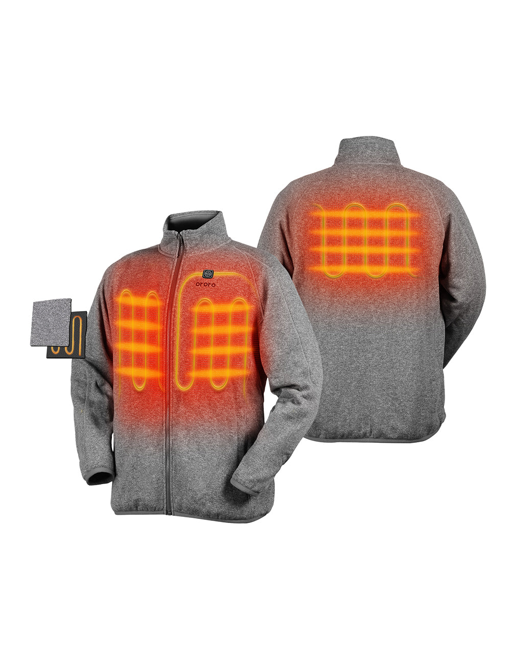 (Open-box) Men's Heated Full-Zip Fleece Jacket - Grey, Thumbnail 2
