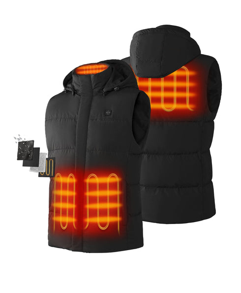 Men's Heated Down Vest - Black ,view 1