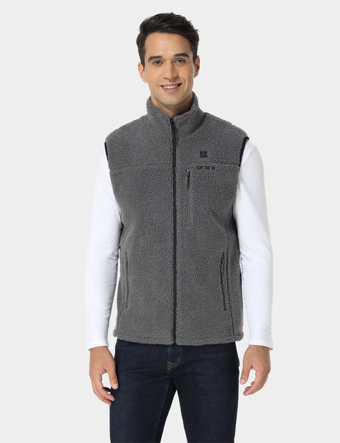 Men's Heated REPREVE® Recycled Fleece Vest - Gray ,view 1