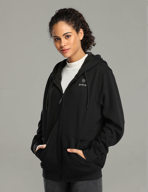 Unisex Heated Fleece Hoodie - Black ,view 1