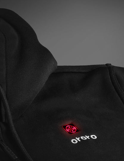 ORORO Men Heated Fleece Hoodie - Black