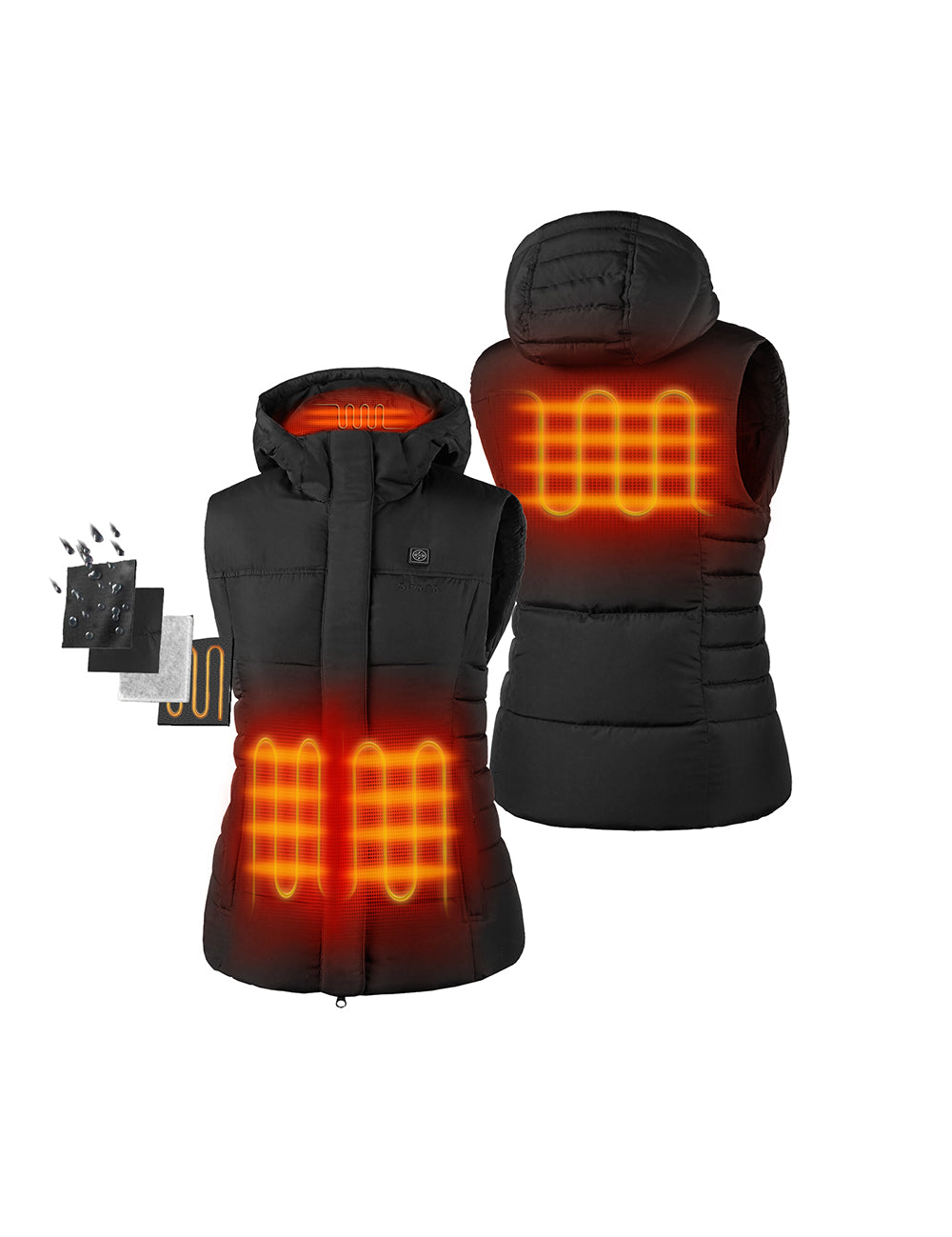 4 Heating Zones (Left & Right Hand Pockets, Upper Back, and Collar)