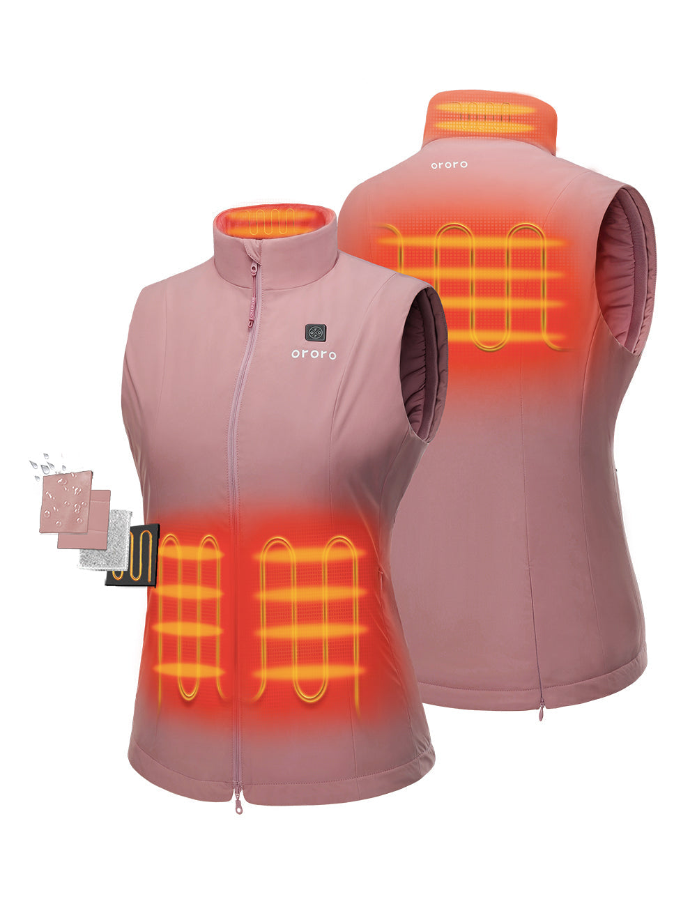 4 Heating Zones (Left & Right Hand Pockets, Mid-Back, and Collar)